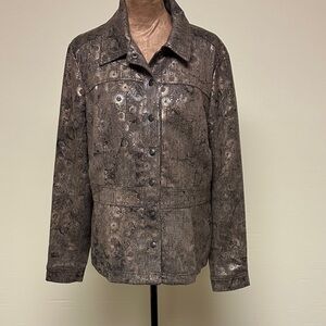 Coldwater Creek Distressed Brown Jean Jacket
